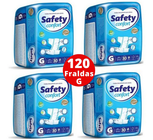 120 Fraldas Geriátrica Safety Confort Tamanho: G / Compre Já