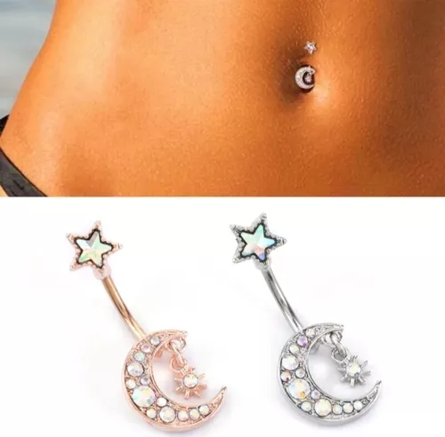 Piercing Umbigo Aço Cirúrgico Bolinha Zircônia G