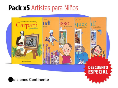 Pack 5 Libros Gaudi Picasso Dali Velazquez Carpani P/ Niños