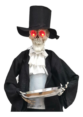 Decoracion Halloween Esqueleto Mayordomo Luz Y Sonido 