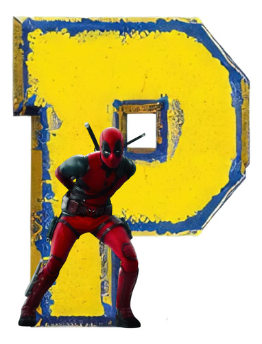 Combo De 16 Globos + Banderin Y Topers Deadpool Y Wolverine Amarillo Deadpool Y Wolverine