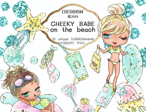 Papeles Digitales #02 - Cheeky Babe On The Beach Clipart