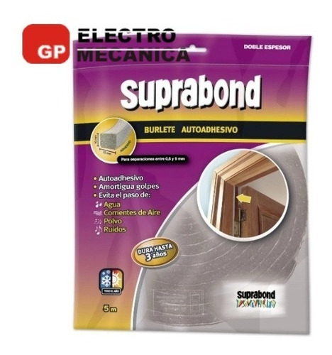 Imagen 2 de 7 de Burlete Goma Espuma Autoadhesivo Suprabond Doble Espesor 5 M