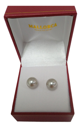 Aros De Perlas De Mallorca 10mm Color Gris Claro 