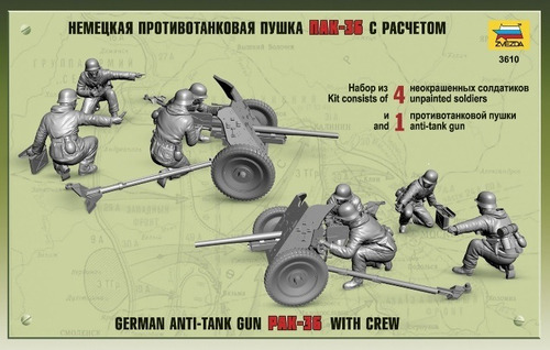 Pak-36 Cañon Anti Tanques Con Artilleros By Zvezda # 3610