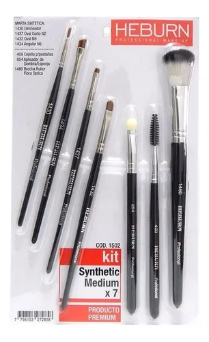 Kit Heburn Synthetic Medium X7 Pinceles Para Maquillaje 1502