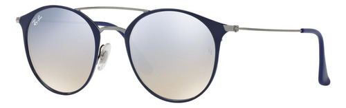 Anteojos de sol Ray-Ban RB3546 Standard con marco de acero color matte blue, lente silver de cristal degradada/flash, varilla gunmetal de acero