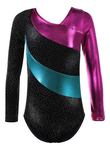 Maillot De Gimnasia Brillante Para Niñas, Manga Larga, Balle