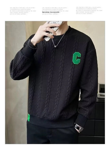 Sudadera Casual De Invierno Con Cuello Redondo Y Forro Polar