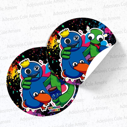 40 Etiqueta Adesivo Rainbow Friends 3,5cm Pronta Entrega