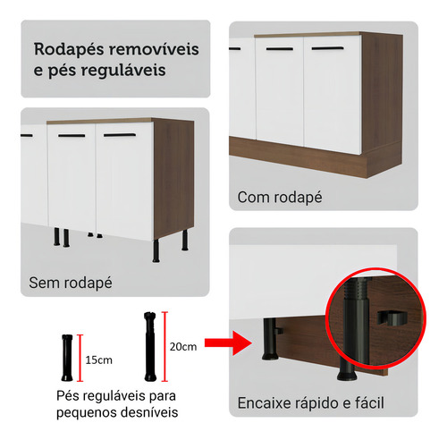 Armário De Cozinha Completa 340cm Agata Madesa 01 Cor Rustic/branco