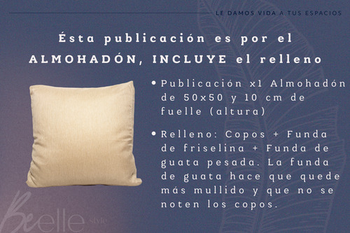 Almohadón Chenille Antidesgarro Sillón Algarrobo 50x50x10 Cm Beige Chenille Antidesgarro