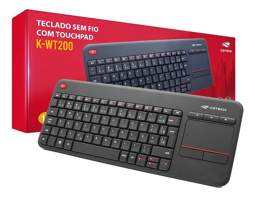 Teclado Wireless C3tech K-wt200bk Touchpad Smart Tv - Preto Preto