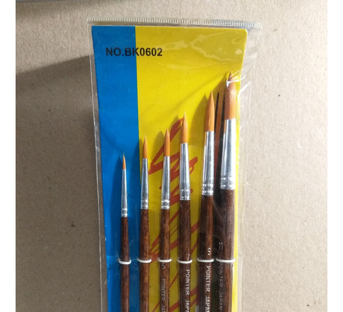 Set De 6 Pinceles Artísticos Lengua Gato  Nylon 0513-b