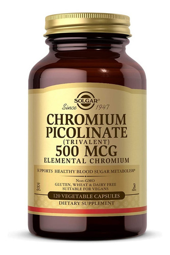 Imagen 1 de 2 de Solgar - Chromium Picolinate 500 Mcg Vegetable Capsules 120