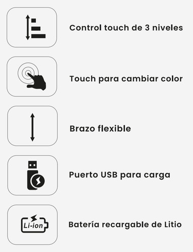 Lampara Velador Portátil Alpaca Led Carga Usb Alp-en-02