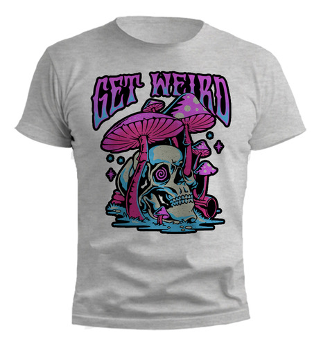 Remera Hongo Skull Get Weird Gris Melange