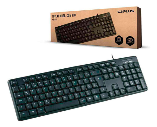 Teclado C3tech C3plus Kb-15bk, Usb, Abnt2, Preto