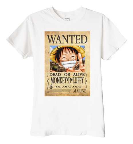 Polera One Piece Wanted Monkey D Luffy Anime Poleradicto