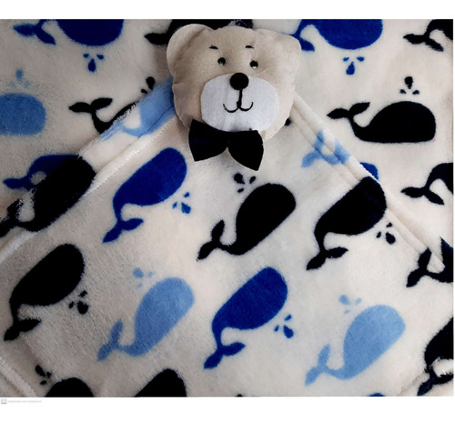 Imagem 2 de 4 de Kit Presente Bebê Manta Naninha Na Caixa Meninos Urso Branco