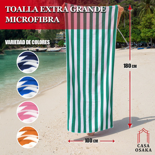 Dw Toalla Rayada Extra Grande Microfibra Suave 180x100