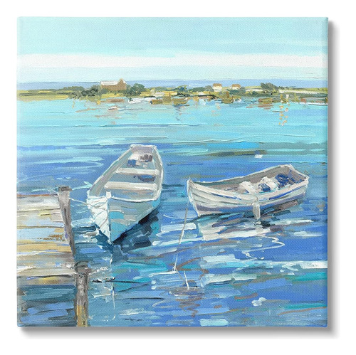 Stupell Industries Serene Rowboats Ocean Dock Canvas Wall Ar