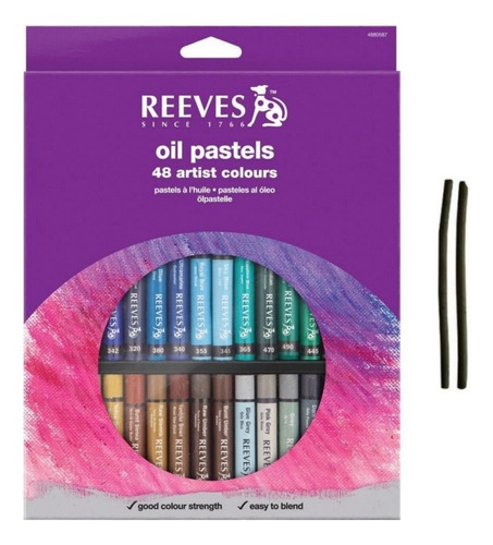 48 Oleos Al Pastel Reeves + 2 Carbonillas De Regalo