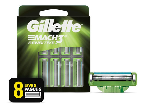 Gillette Mach3 Sensitive Carga De Barbeador 8 Unidades