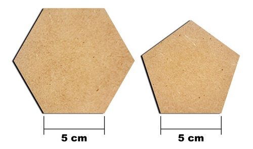 Figuras Mdf 3mm, Pentágono, Hexágono, 100 Pzas. 5 Cm De Báse