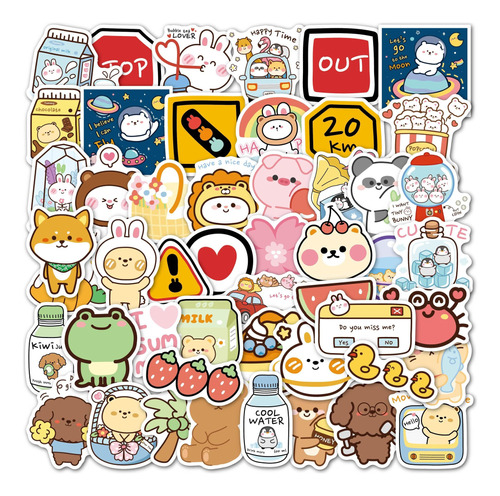 Animales Coreanos Cute 50 Calcomanias Sticker Contra Agua