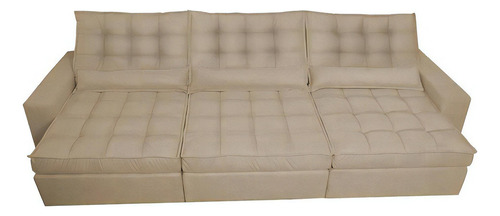 Sofá Retrátil e Reclinável 3,82m com Molas Ensacadas Cama Inbox Gold Tecido Suede Velusoft Castor