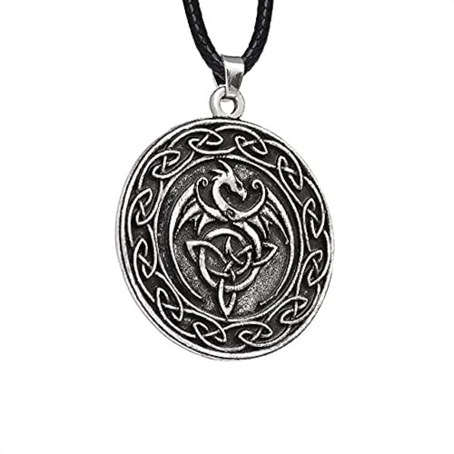 Haquil Celtic Jewelry Celtic Dragon Pendant Collar De Cordón