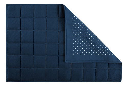 Toalha De Piso Prima Delicatta Antiderrapante Teka Cor Azul Quadriculado