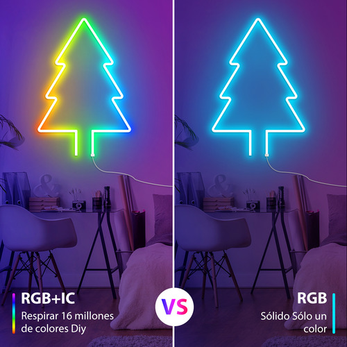 Hifiluz Tiras De Neón Luz Led Airgb Ip68 10m Luces Flexible Inteligente Bluetooth App Y Control Remoto Multicolor Cambiante Para Luz De Fondo De Tv Y Computadora,ambiente De Dormitorio De Cocina