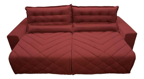 Sofá 2,62m Retrátil E Reclinável Cama Inbox Plus Vermelho