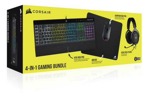 Combo 4en1 Corsair Gaming Bundle Mouse Teclado Pad Auricular