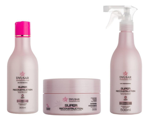 Kit Dyusar Reconstrução: Shampoo + Máscara + Queratina