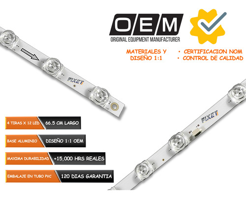 Kit 4 Tiras Led Para Tcl 65s450 65s451 65s453 65s455