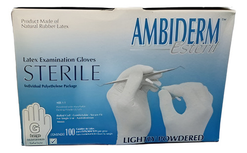 Guante Esteril Desechable Ambiderm Blanco Grande