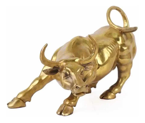Figura De Toro Imponente Dorado Metálico, Estatuilla Oficina