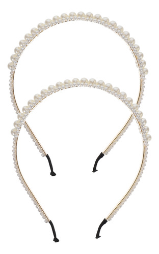 Elegantes Aros Para El Pelo Con Decoración De Perlas, 2 Unid