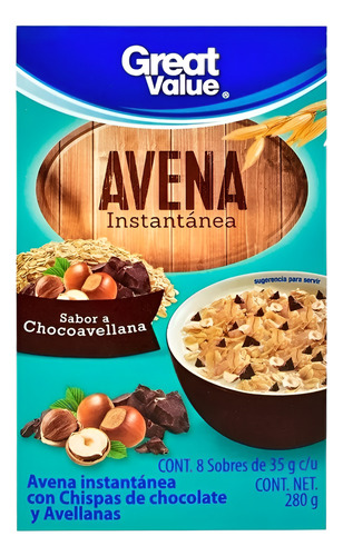 6 Pza Avena Instantánea Great Value Chocoavellana 8 Sobres D