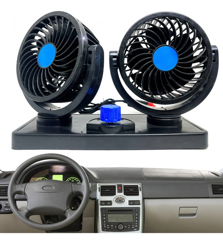 Ventilador Automotivo Duplo12v Ajustável Carro Van Caminhão