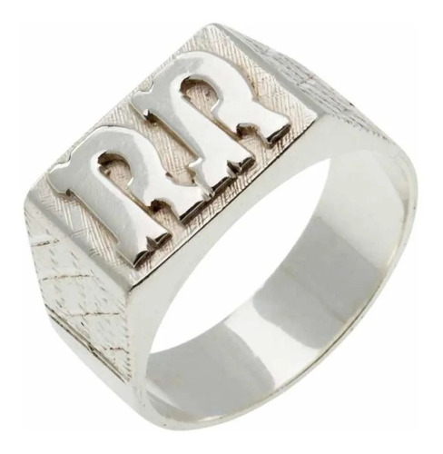 Anillo Plata 925 2 Letras En Oro 10 K Mesa Lisa Kendra Joyas