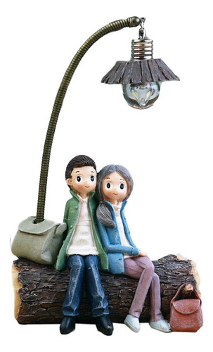 Resina Pareja Escultura Lámpara De Luz Nocturna Pequeña [u]