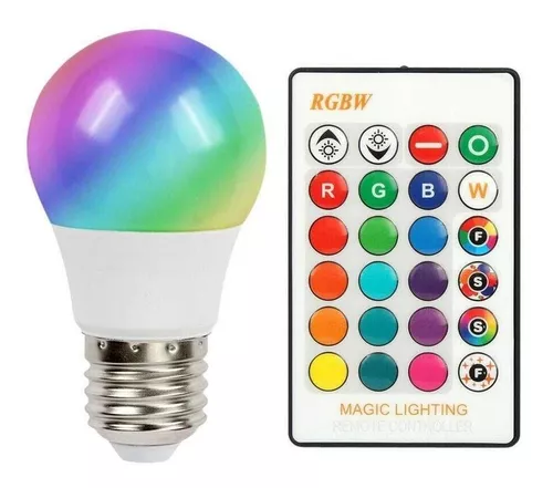 Lampara Led 3w A Control Remoto E27 Colores Rgb Foco Dimer