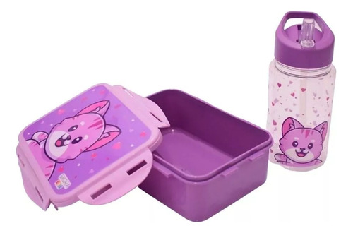 Set Lunchera Infantil Vianda Jardin Escolar + Botella 400 Ml