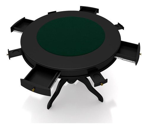 Mesa Jogos Carteado 4l Gavetas Tampo Reversível Preto/verde