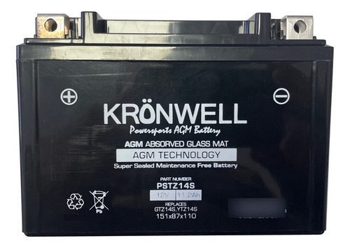 Bateria Gel Kronwell Pstz14s 11.2 Ah 160 Cca (+ Der) Ytz14s