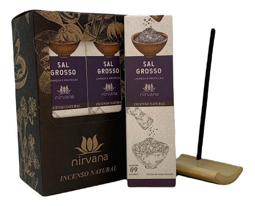 Incenso Nirvana Natural Sal Grosso Caixa Com 9 Varetas